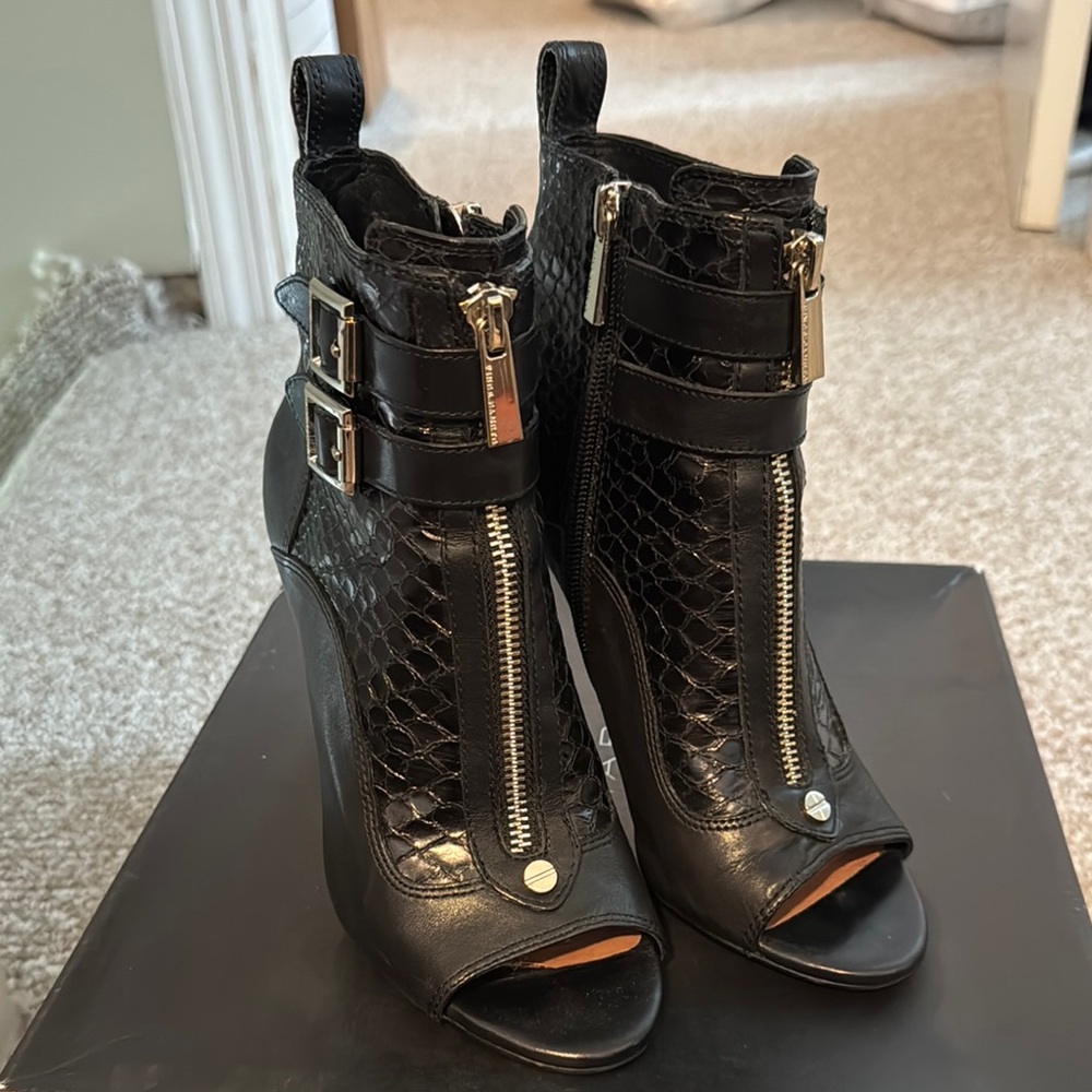 Stylish Black Peep-Toe Ankle Boots